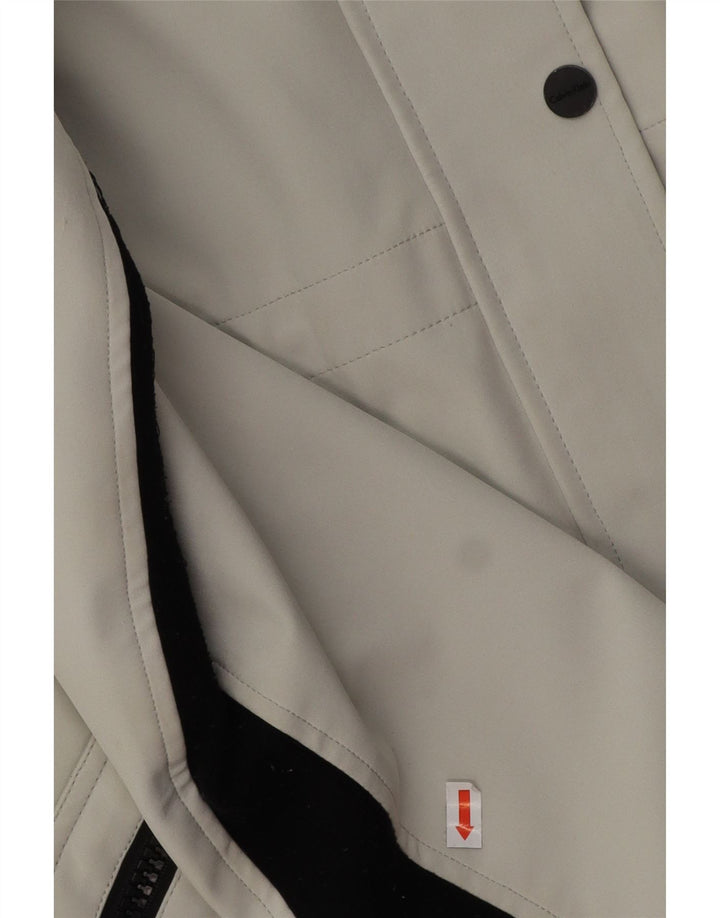 CALVIN KLEIN Damen-Windbreaker-Mantel mit Kapuze, UK 16, Größe L, grau, Polyester