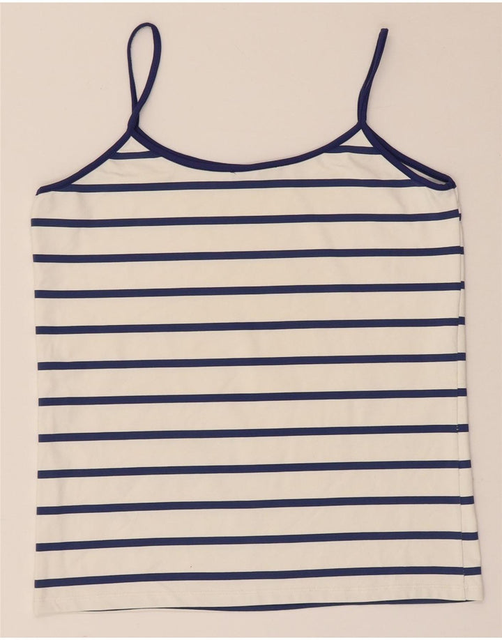 Zara Damen Cami Top UK 14 Large Weiß gestreift