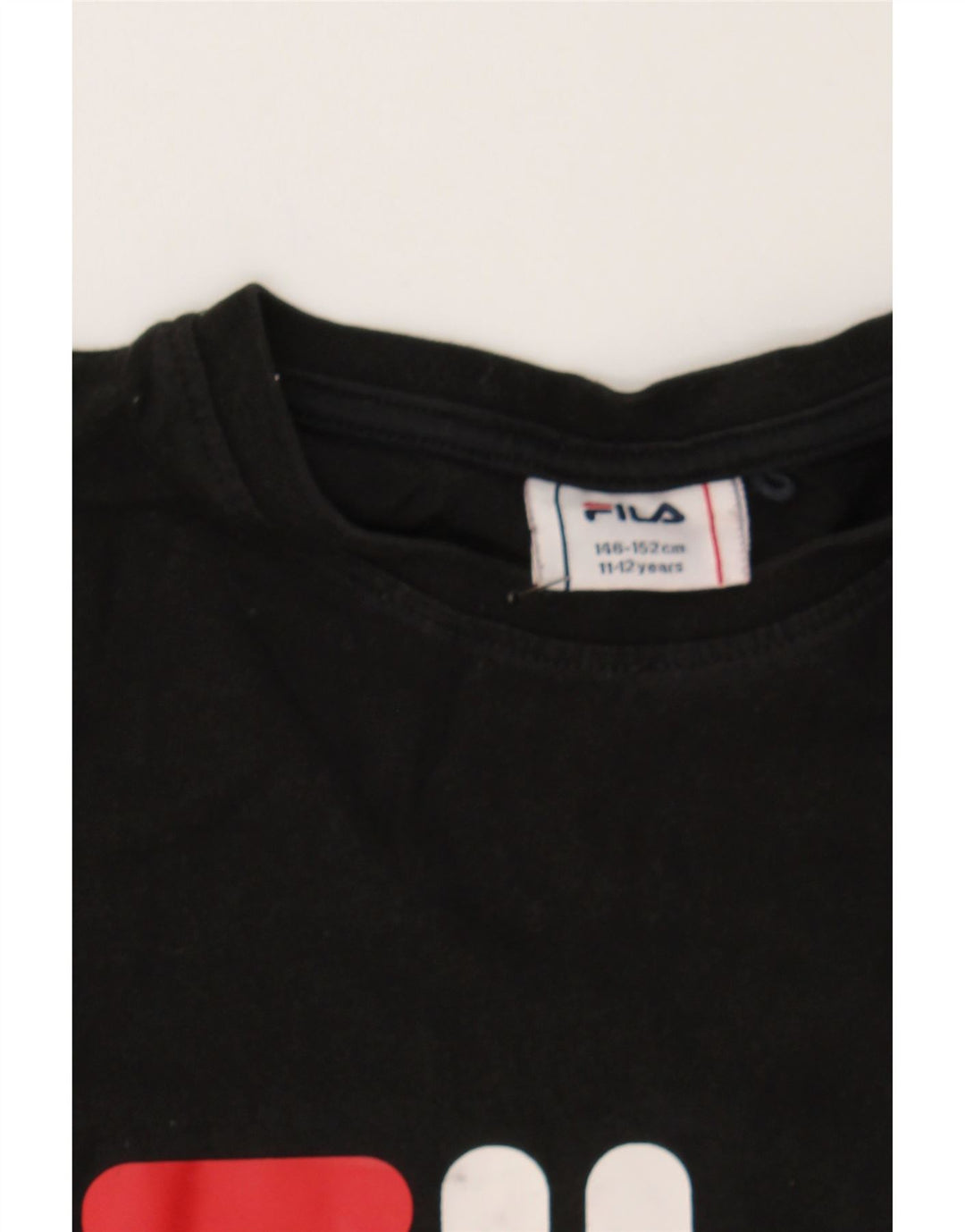 FILA Boys Graphic T-Shirt Top 11-12 Years Black Vintage Fila and Second-Hand Fila from Messina Hembry 