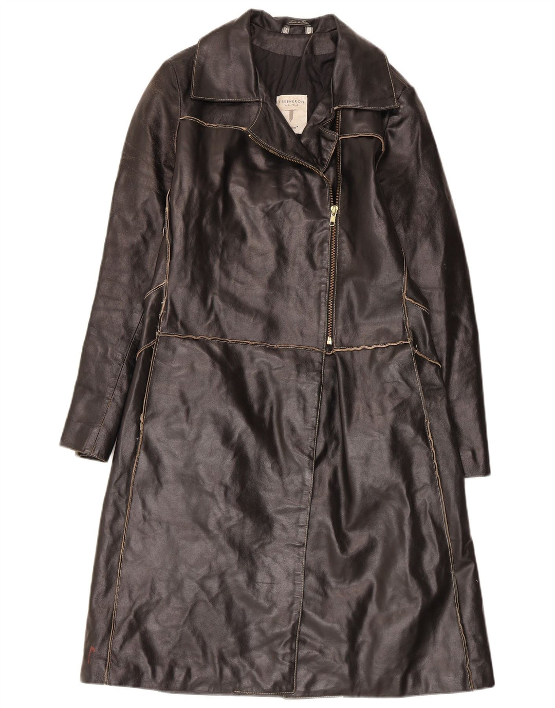 Conbipel Damen Trench Ledermantel IT 42 Medium Schwarz