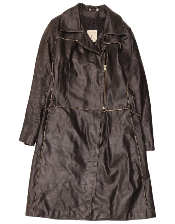 Conbipel Damen Trench Ledermantel IT 42 Medium Schwarz