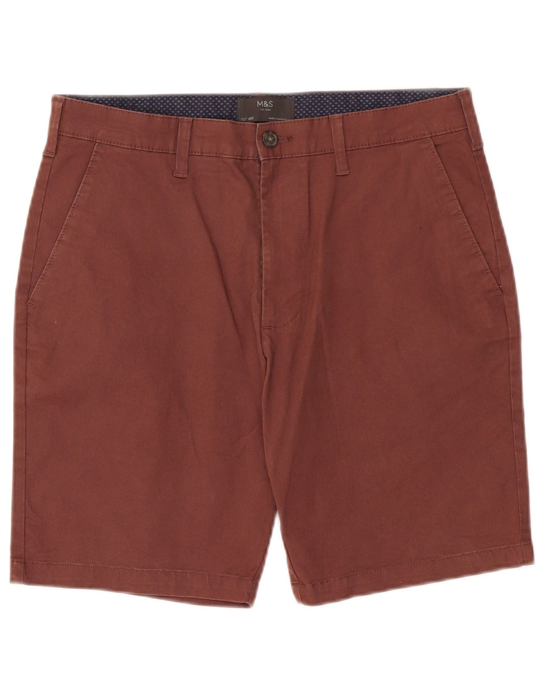 Marks & Spencer Herren-Chinoshorts W32, mittlere Burgunderrote Baumwolle