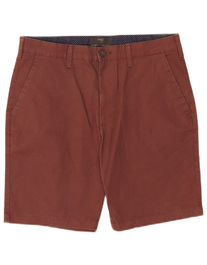 Marks & Spencer Herren-Chinoshorts W32, mittlere Burgunderrote Baumwolle