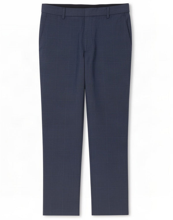 Marks & Spencer Mens Slim Fit Chino Trousers W32 L29 Navy Blue Check
