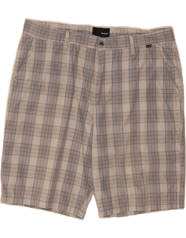 HURLEY Mens Chino Shorts W36 Large  Grey Check Cotton Vintage Hurley and Second-Hand Hurley from Messina Hembry 