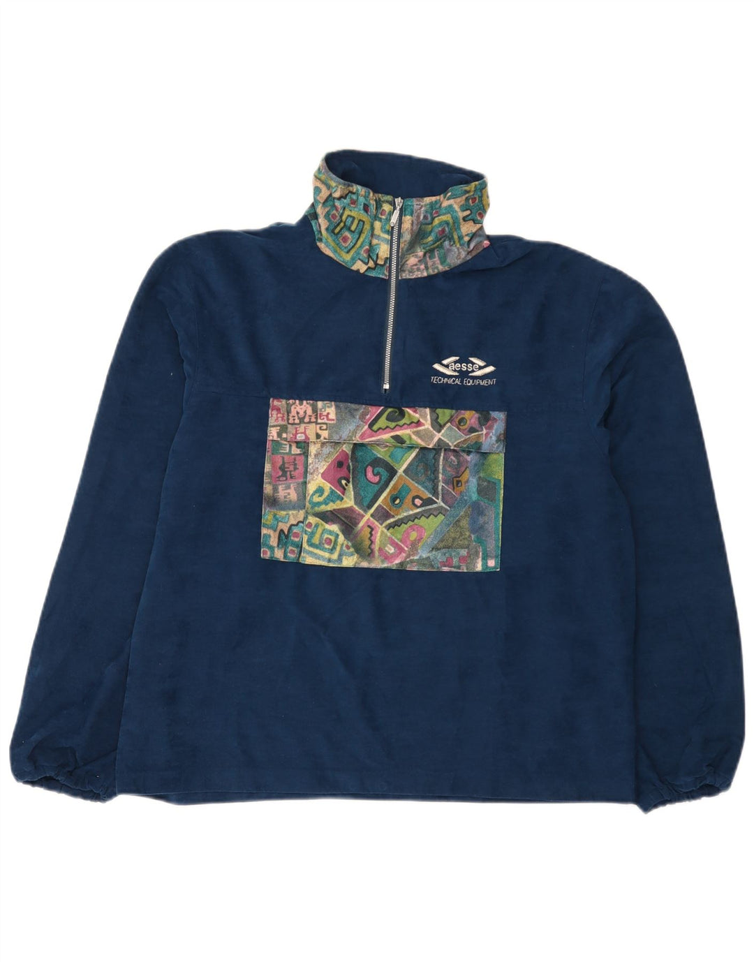 Aesse Pullover-Trainingsanzugoberteil für Herren mit lockerer Passform, Größe S, Marineblau, geometrisch