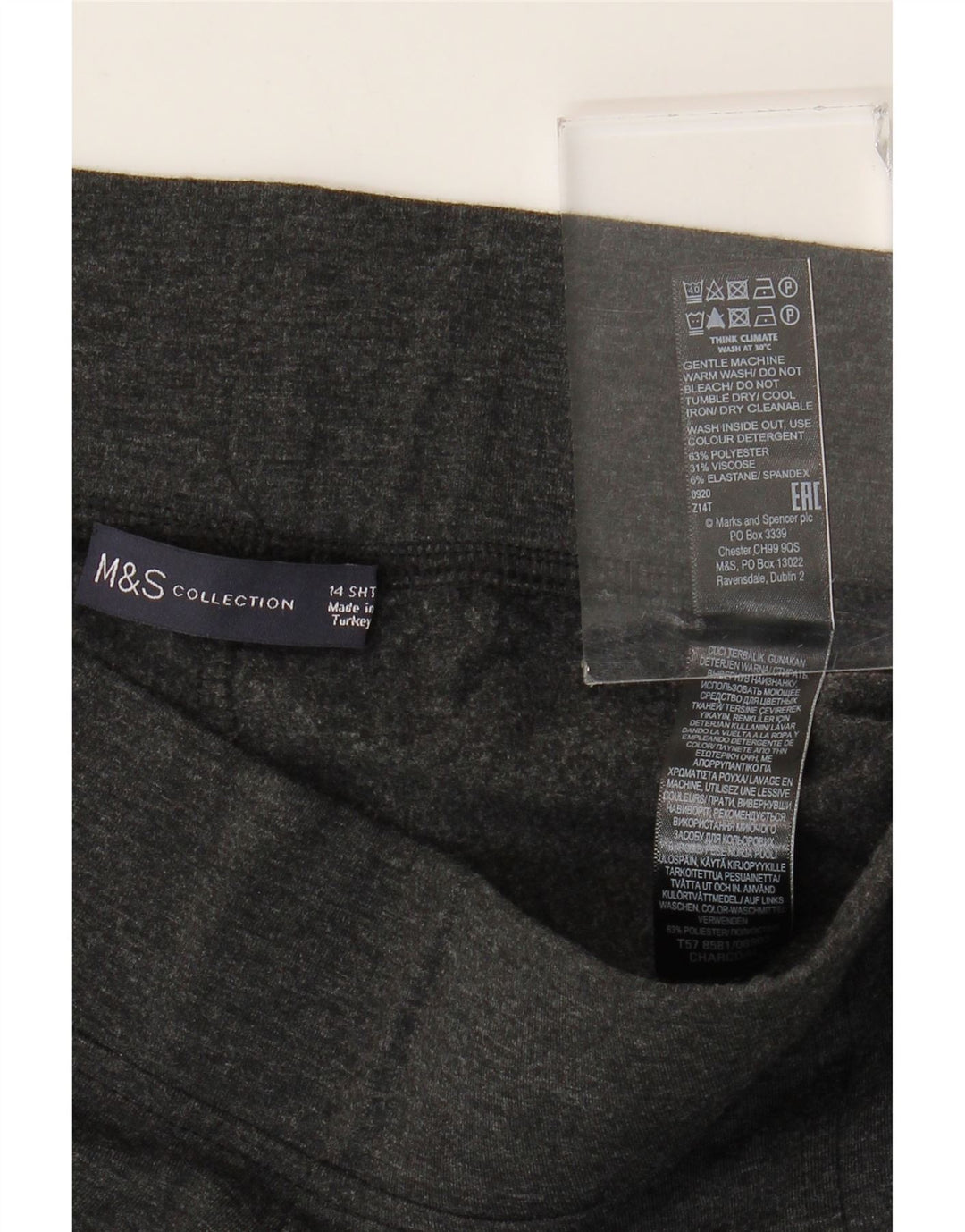 Marks & Spencer Damen Crop Leggings UK 14 Large Grau Polyester