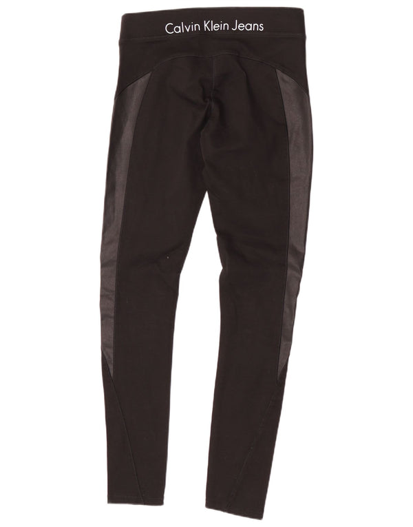 Calvin Klein Jeans Grafik-Leggings für Damen, UK 10, Größe S, Schwarz, Farbblock
