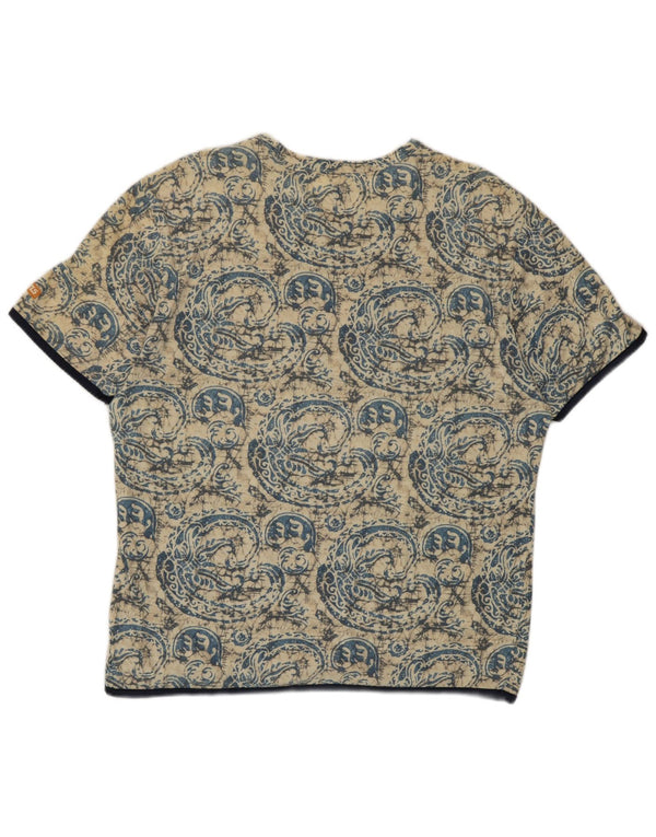 Calvin Klein Damen Grafik T-Shirt Top UK 18 XL Beige Paisley Baumwolle