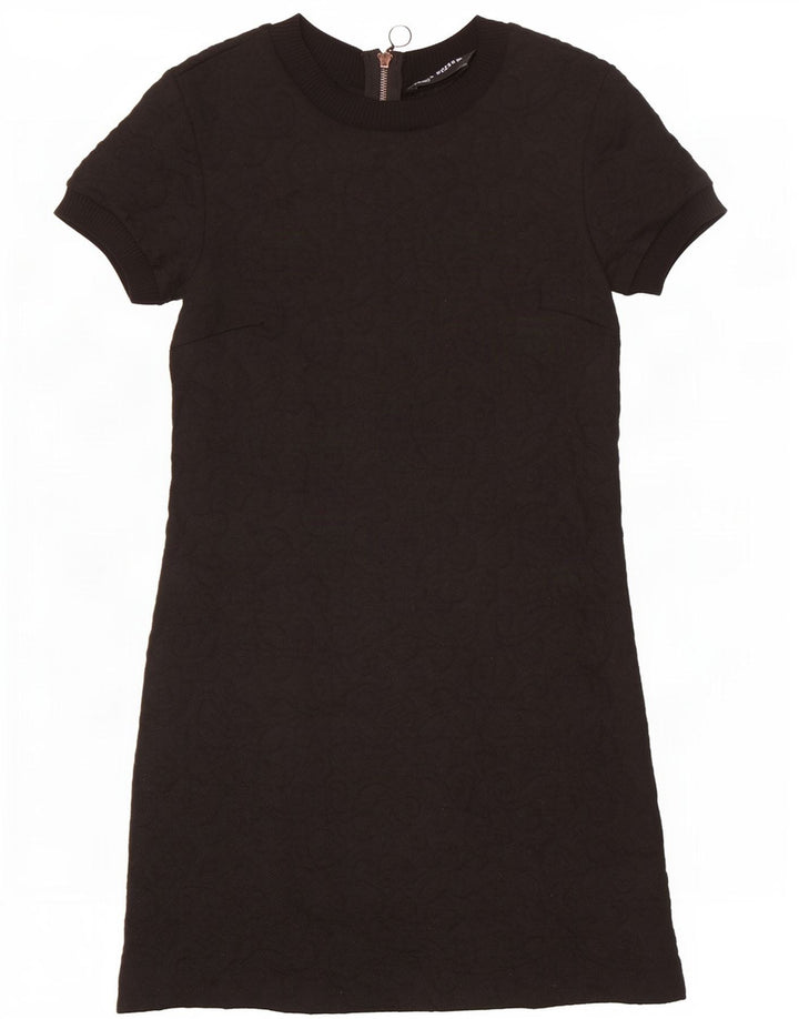Zara Damen Basic-Kleid UK 12 Medium Schwarz Paisley