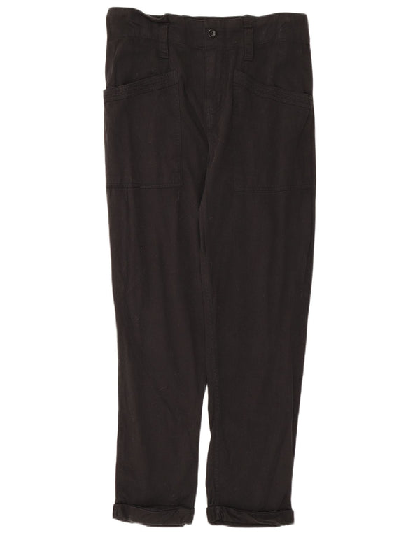 Topshop Damen Gerade Freizeithose UK 10 Small W32 L26 Schwarze Viskose