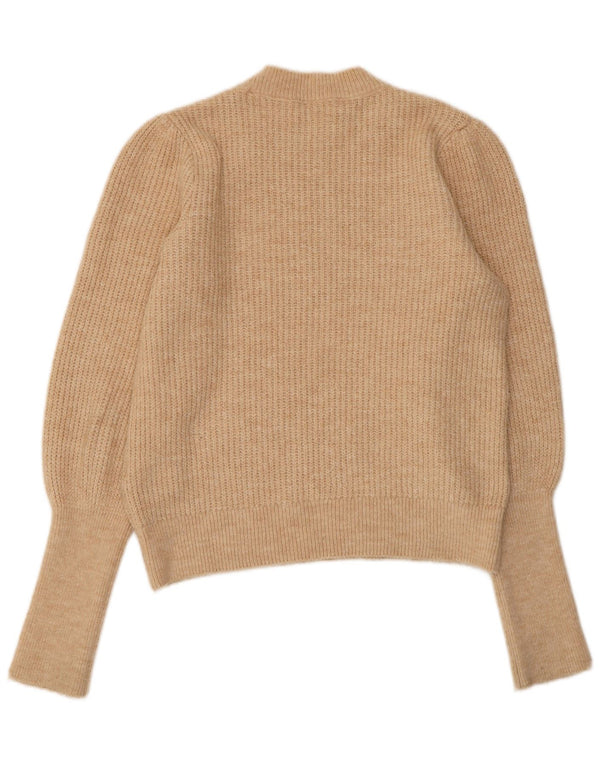 WAREHOUSE Damen-Pullover mit Rundhalsausschnitt, UK 12, Mittelbeige, Acryl