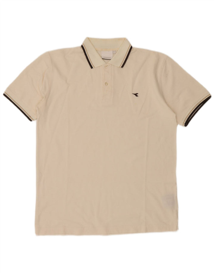 Diadora Herren-Poloshirt, groß, cremefarbene Baumwolle