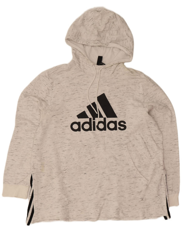 Adidas Damen Graphic Hoodie Pullover UK 20/22 XL Off White Flecked Sports