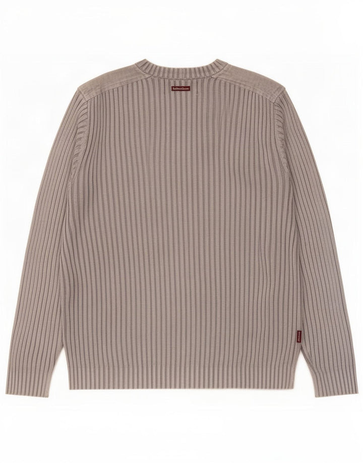 Marlboro Classics Herren-Pullover mit V-Ausschnitt, groß, graue Baumwolle