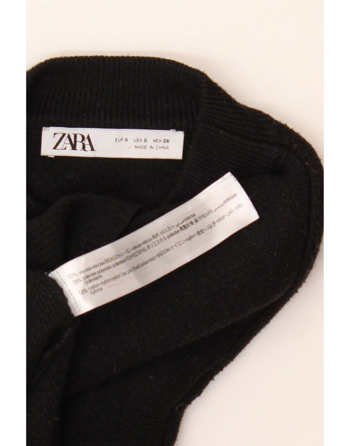 Zara Damen-Pullover, übergroß, Rundhalsausschnitt, Gr. 10, Größe S, schwarze Viskose