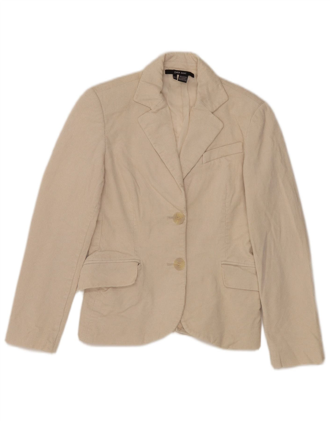 Zara Damen 2-Knopf-Blazer aus Cord, EU 36, XS, gebrochene weiße Baumwolle
