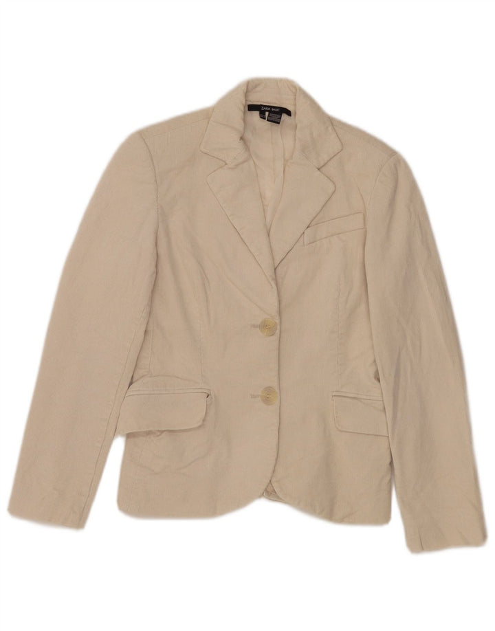 Zara Damen 2-Knopf-Blazer aus Cord, EU 36, XS, gebrochene weiße Baumwolle