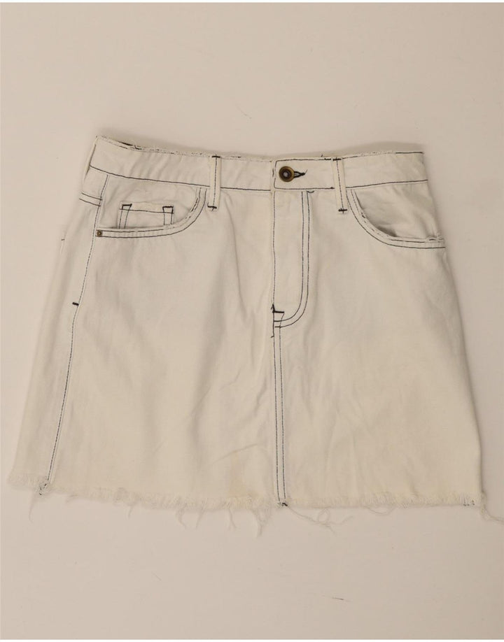 Zara Damen Mini-Jeansrock, Größe S, W27, Weiß