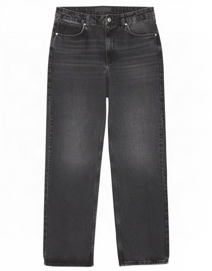 Zara Damen Straight Jeans EU 40 Medium W30 L31 Schwarze Baumwolle