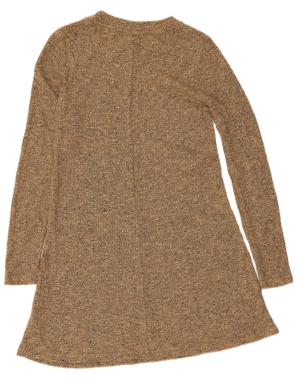 Topshop Langarm-Pulloverkleid für Damen, Größe S, Beige, gesprenkeltes Polyester, Größe 40