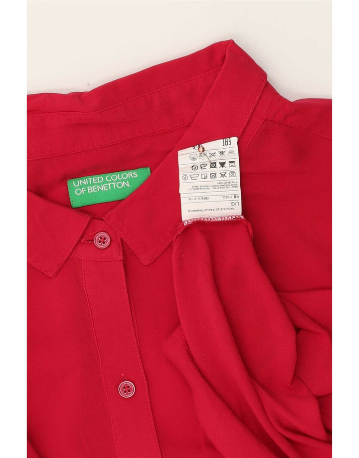 Benetton Damen ärmelloses übergroßes Hemd UK 16 Große rosa Viskose