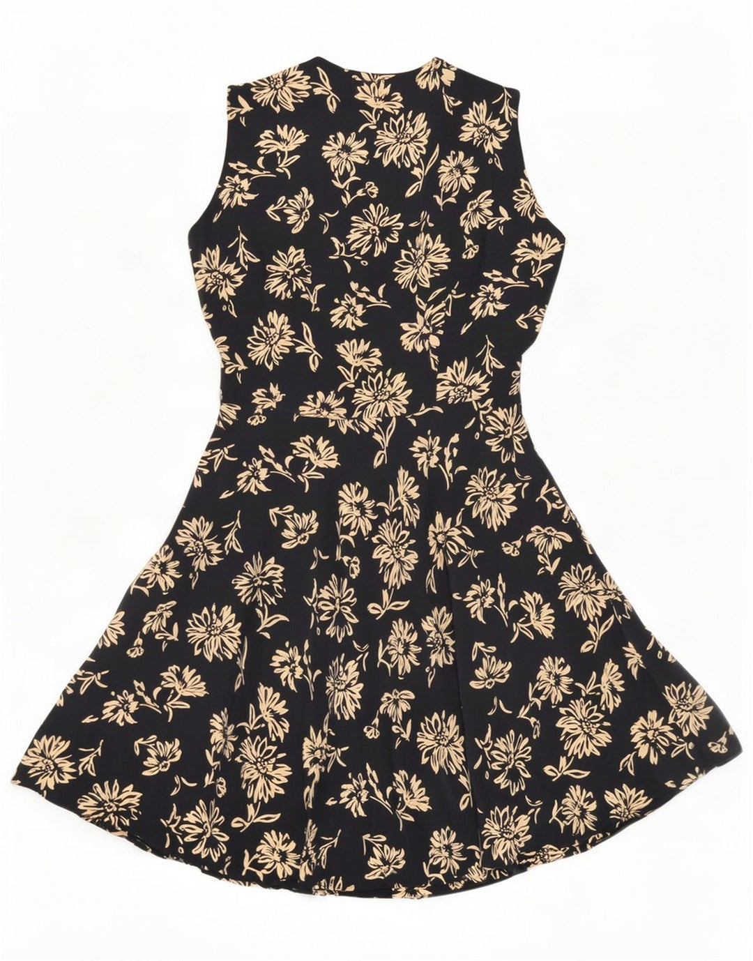 Gianfrediani Damen ärmelloses A-Linien-Kleid IT 42 Mittelschwarze Blumenseide