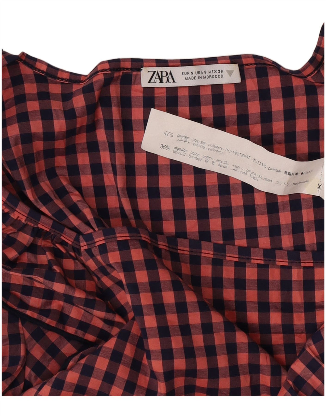 Zara Rüschen-Empire-Kleid für Damen, UK 10, kleines rosafarbenes Gingham-Polyester