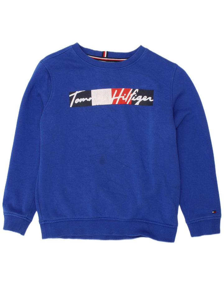 TOMMY HILFIGER Grafik-Sweatshirt für Jungen, 8–9 Jahre, mittelblaue Baumwolle