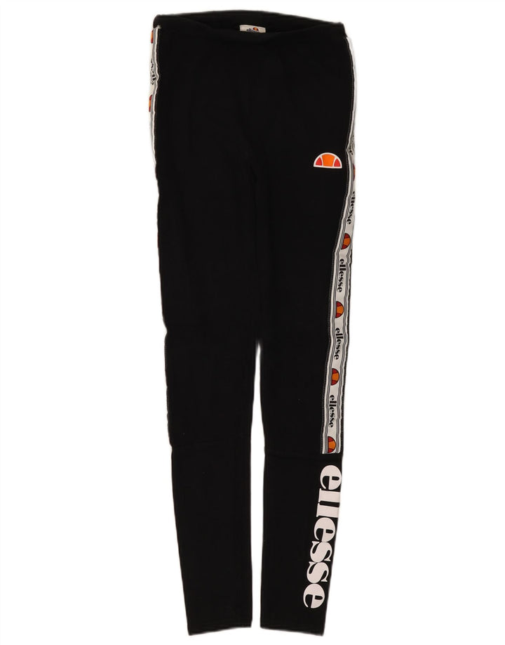 ELLESSE Grafik-Leggings für Damen, UK 8, Smal, Schwarz, Colourblock-Baumwolle