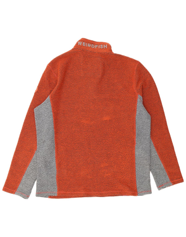 Weird Fish Herren-Sweatshirt mit Reißverschluss, XL, Orange, Farbblock-Acryl