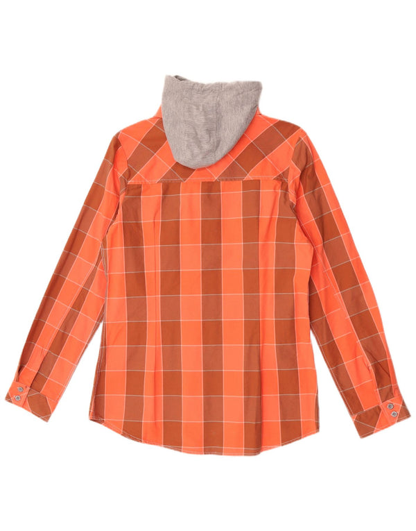 Engelbert Strauss Damen-Lumberjack-Hemd mit Kapuze, UK 14, großes orangefarbenes Karomuster