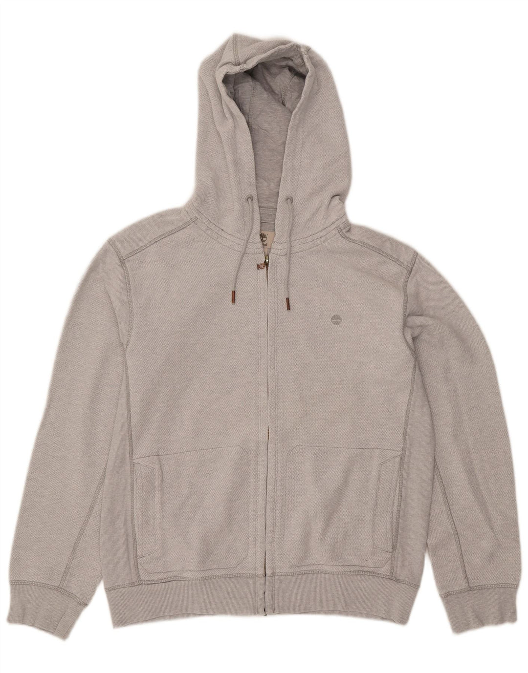 Timberland Herren-Kapuzenpullover mit normaler Passform und Reißverschluss, groß, aus grauer Baumwolle