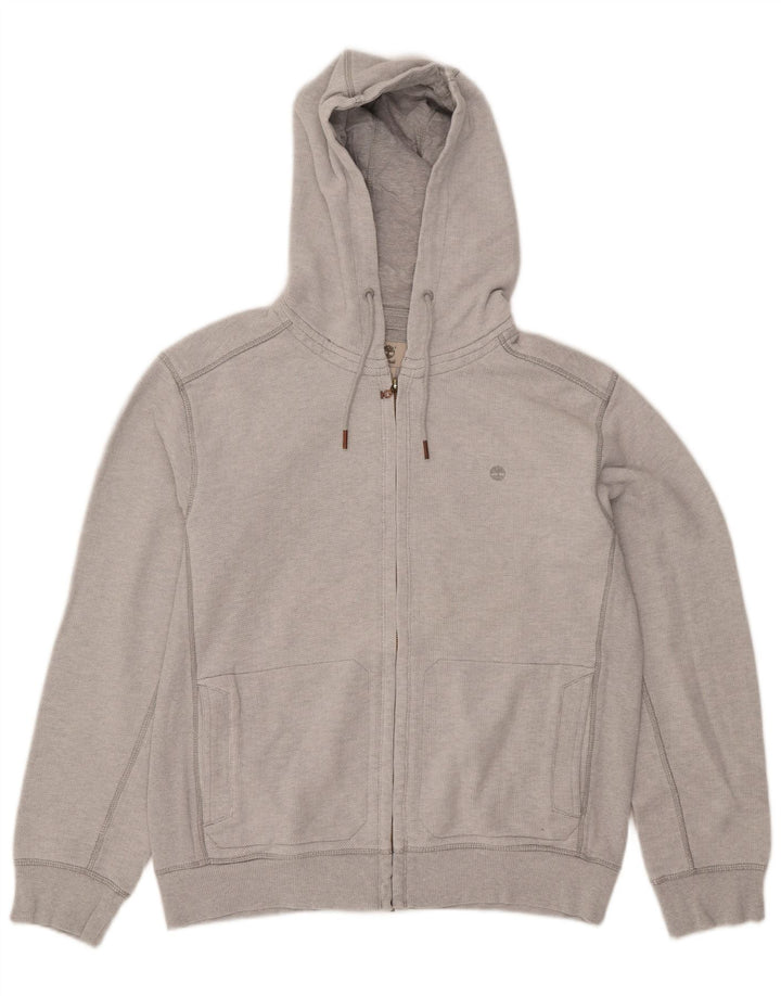 Timberland Herren-Kapuzenpullover mit normaler Passform und Reißverschluss, groß, aus grauer Baumwolle
