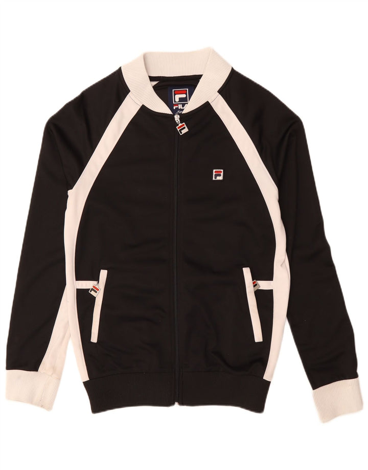 Fila Herren-Trainingsanzug-Oberteil, Jacke, klein, schwarzes Farbblock-Polyester