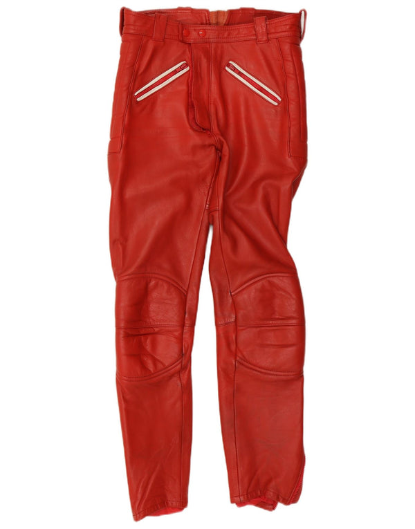 Vintage Herren Moto Racer Lederhose IT 48 Medium W30 L29 Rotes Leder