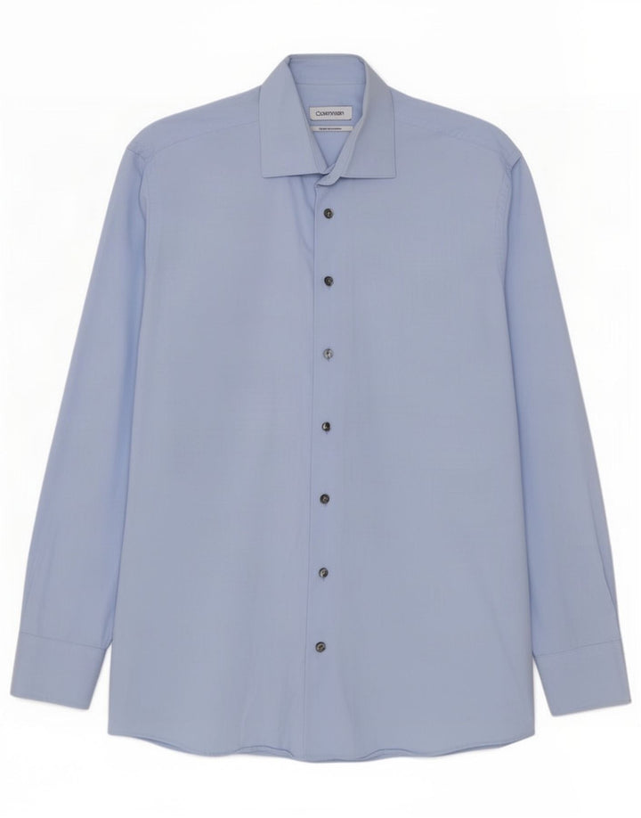 Calvin Klein Herrenhemd Größe 39 Mittelblaue Baumwolle