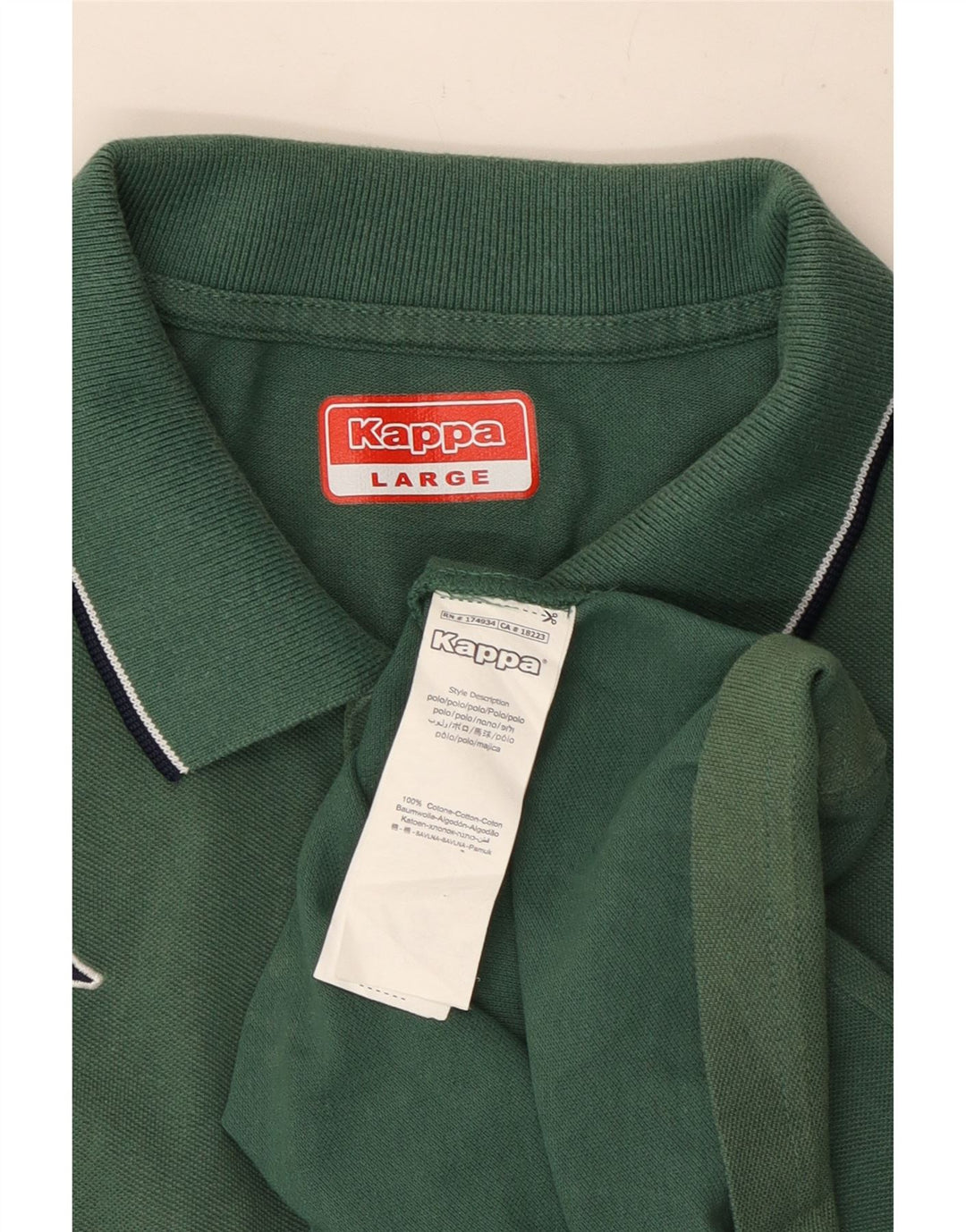 Kappa Herren-Poloshirt, groß, grüne Baumwolle