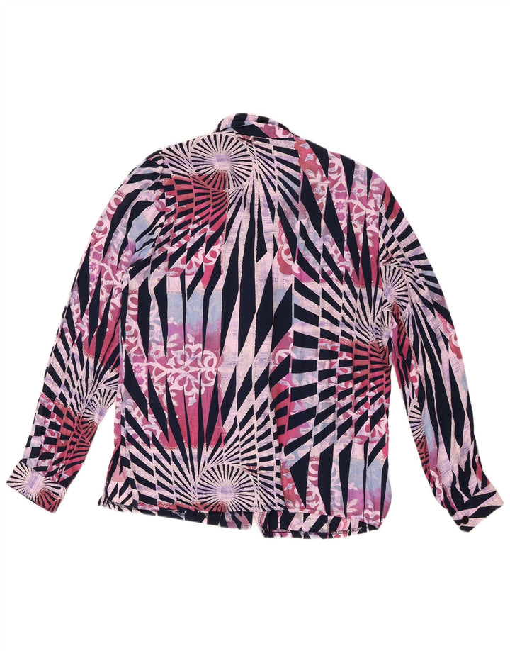 Vintage Damen Shirt UK 14 Medium Mehrfarbige geometrische Viskose