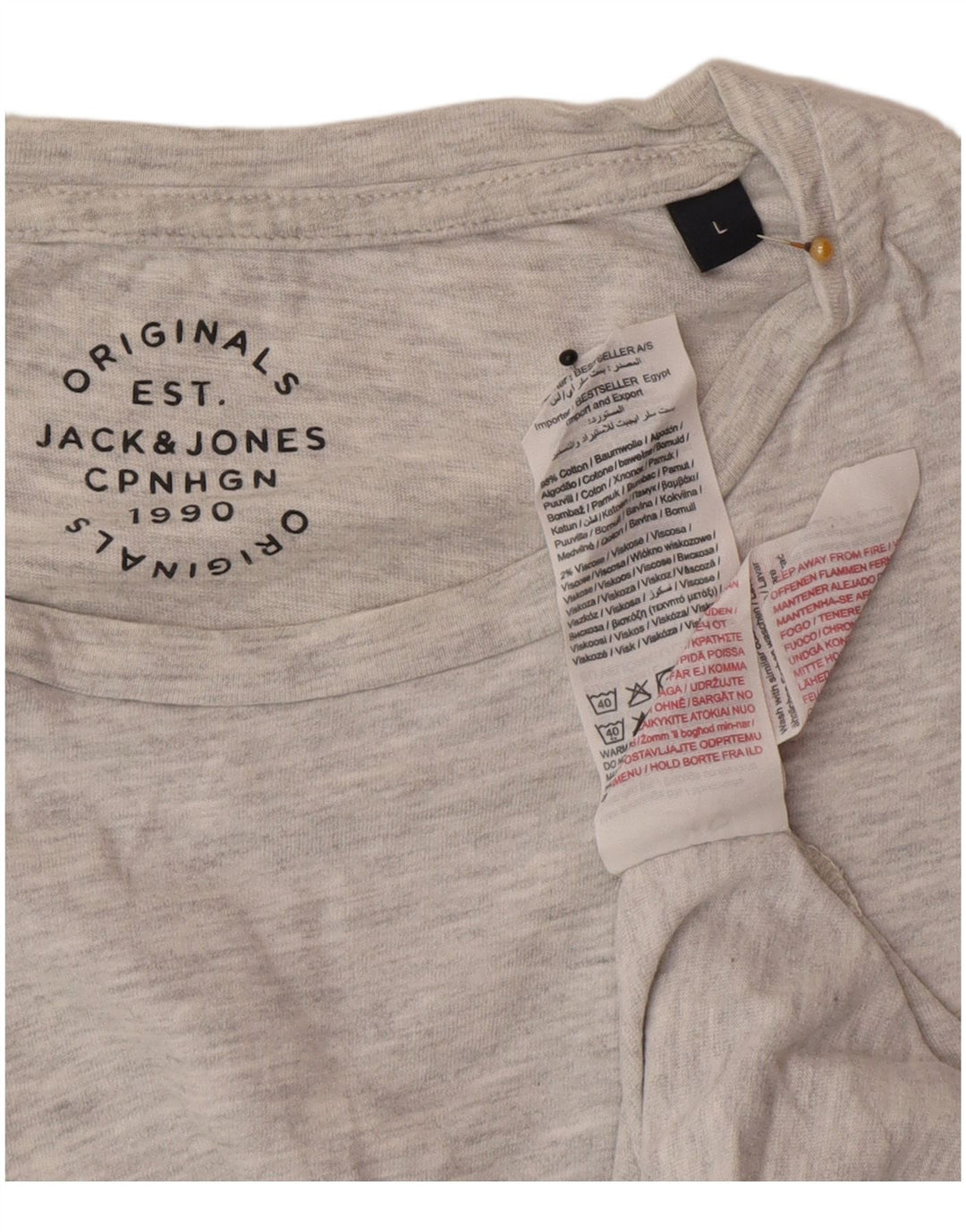 Jack & Jones Herren-T-Shirt-Oberteil, groß, grau meliert, Baumwolle