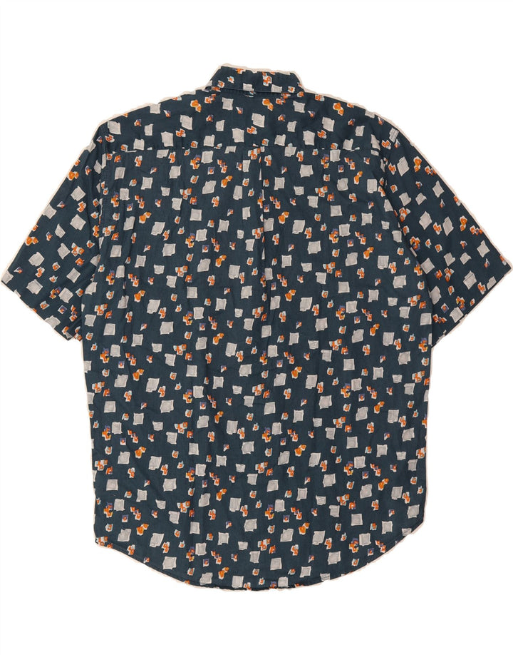 GREEN LEAVES Mens Abstract Pattern Short Sleeve Shirt Large Navy Blue Vintage Green Leaves and Second-Hand Green Leaves from Messina Hembry 