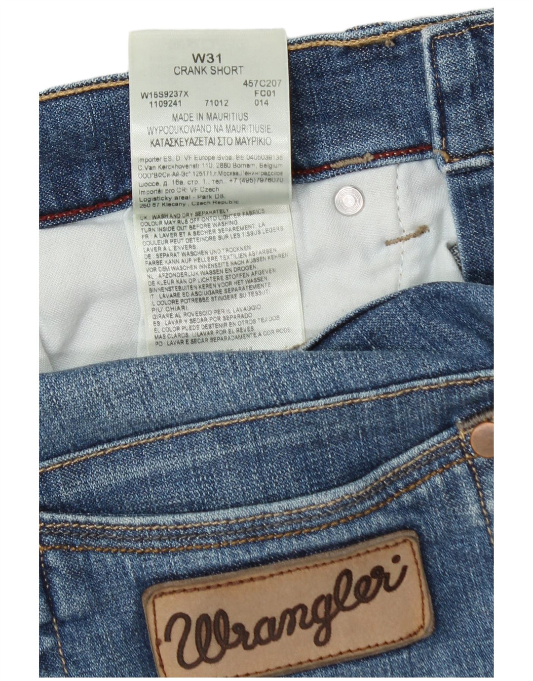 Wrangler Herren-Crank-Denim-Shorts, W31, mittelblaue Baumwolle