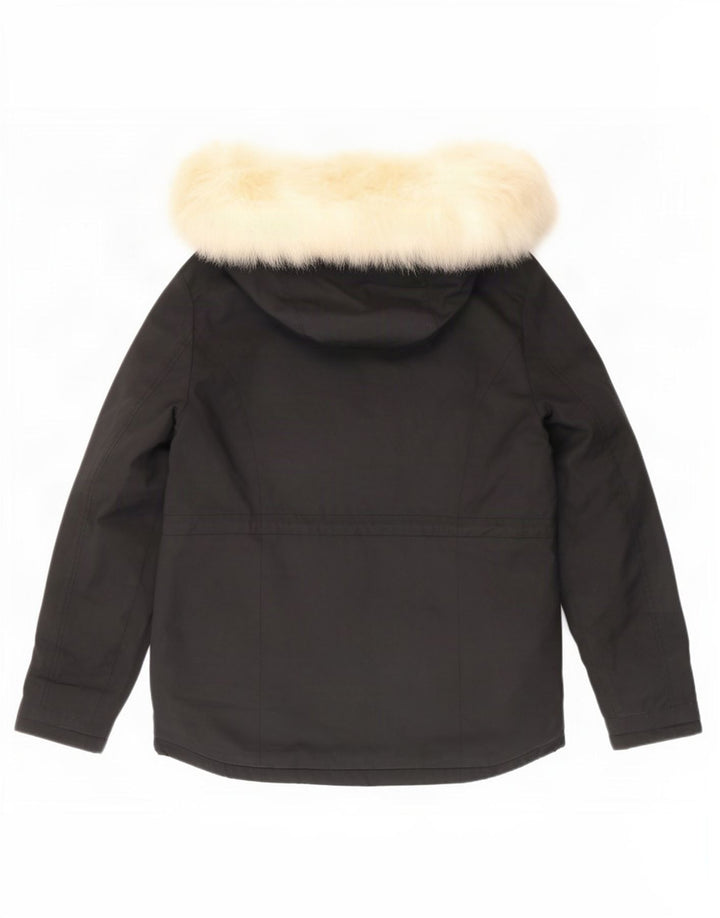 Topshop Damen-Parka mit Kapuze, Gr. 8, Schwarz, Polyester