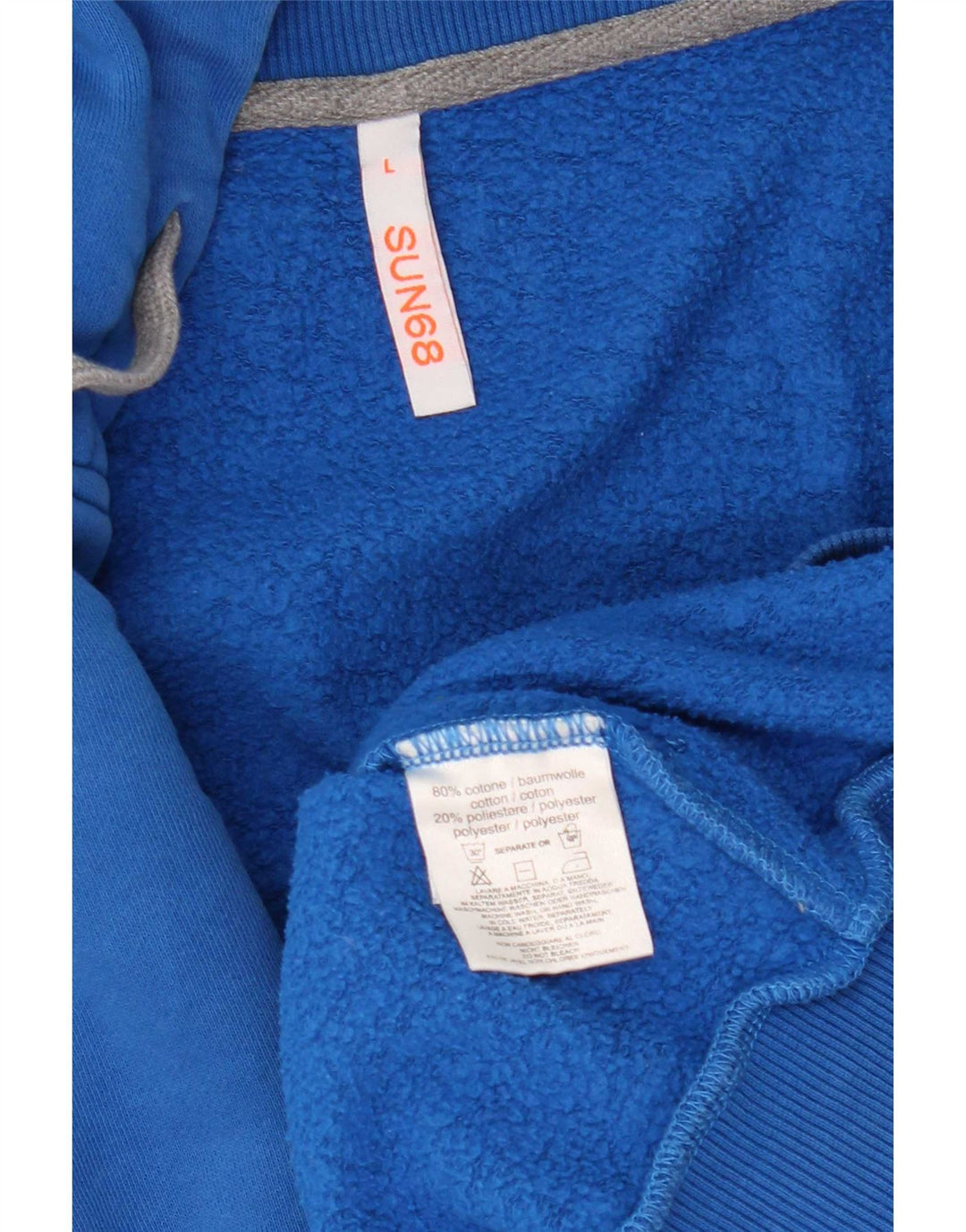 Sun68 Herren-Kapuzenpullover mit Reißverschluss, groß, aus blauer Baumwolle