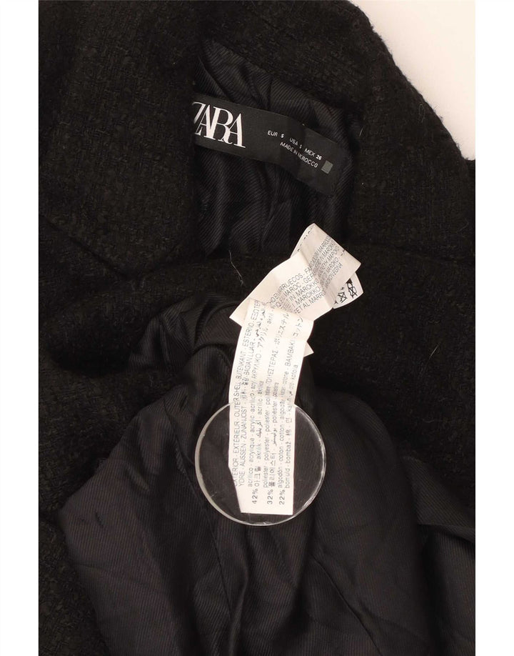 Zweireihiger Blazer für Damen von Zara, Gr. 10, Größe S, Schwarz, Acryl