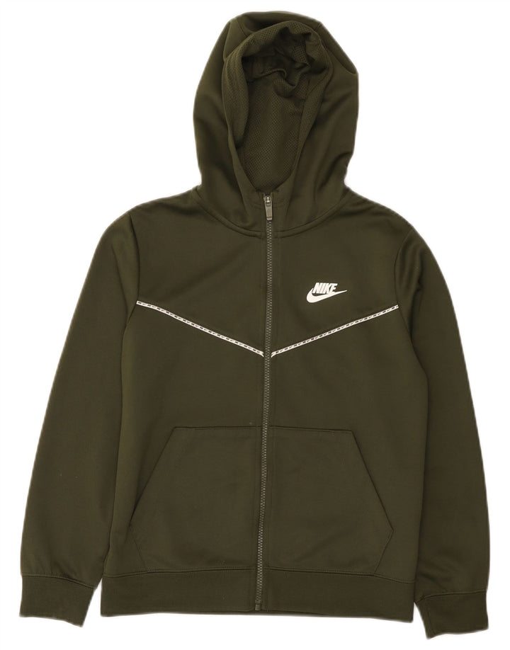 Nike Jungen-Kapuzenpullover mit Reißverschluss, 10–11 Jahre, mittelgroßes Khaki-Polyester