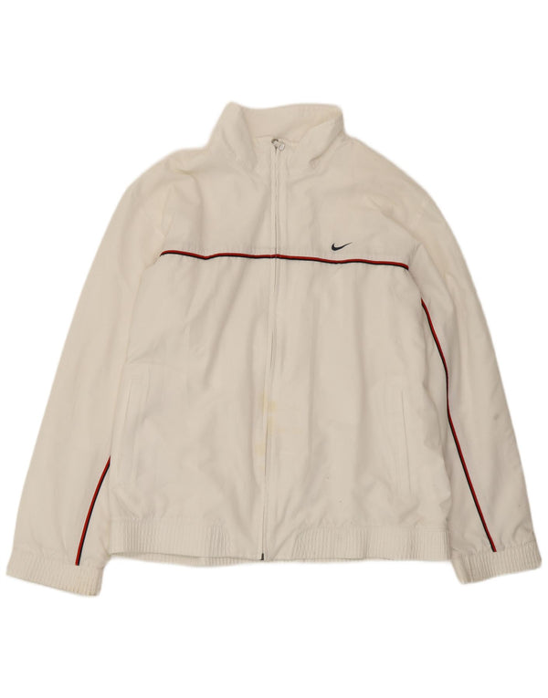 Nike Herren-Trainingsanzugoberteil, UK-Größe 41/43, großes weißes Polyester