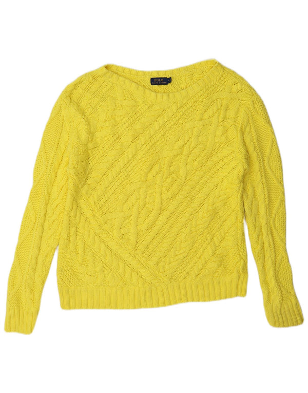 Polo Ralph Lauren Damen-Pullover mit U-Boot-Ausschnitt, UK 16, Größe L, Gelb, Baumwolle