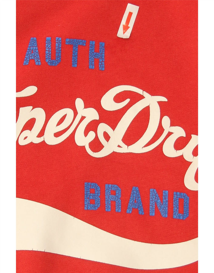 Superdry Damen-Kapuzenpullover mit Grafik, übergroß, UK 14, Größe L, Rot, Baumwolle