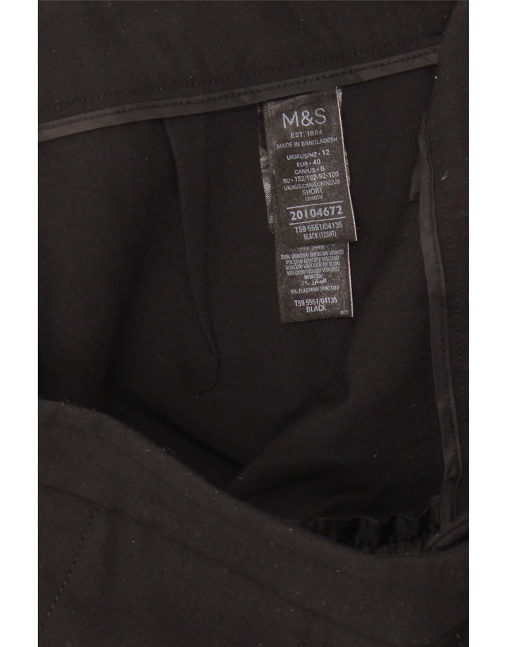 Marks & Spencer Damen gerade verkürzte Hose UK 12 Medium W31 L23 Schwarz